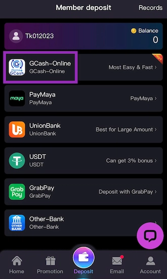 💜Step 1: select GCash.