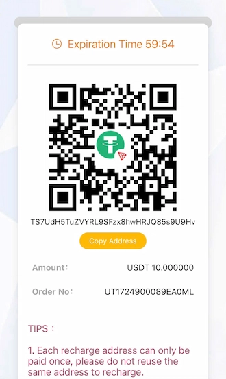 💜Step 3: Open your crypto wallet and make a payment using the QR code or wallet address.