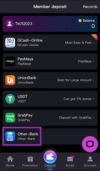 💜Step 1: select the payment method as Other-Bank.