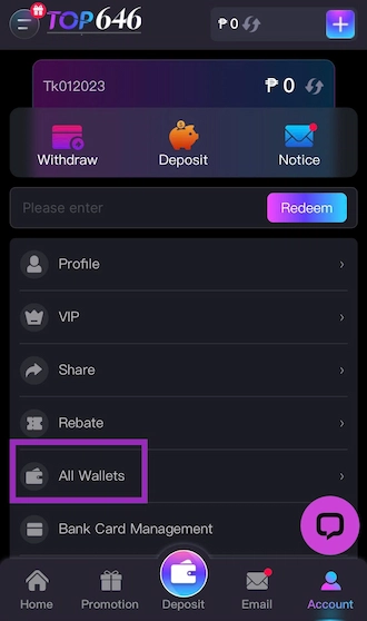 💜Step 1: select "All Wallets"