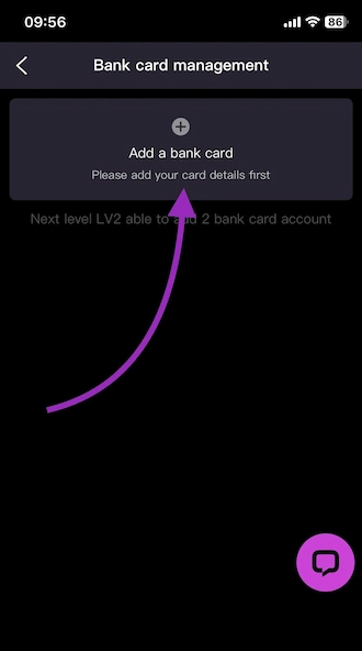 💜Step 3: Select to add a bank card.